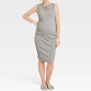 NWT Ingrid & Isabel Heather Gray Sleeveless Ribbed Henley Dress Size Medium